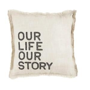 NEW MUDPIE story pillow in beige